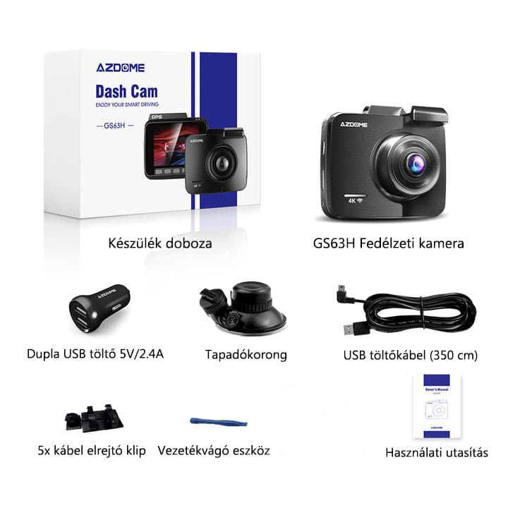 AZDOME GS63H 4K prémium menetrögzítő kamera