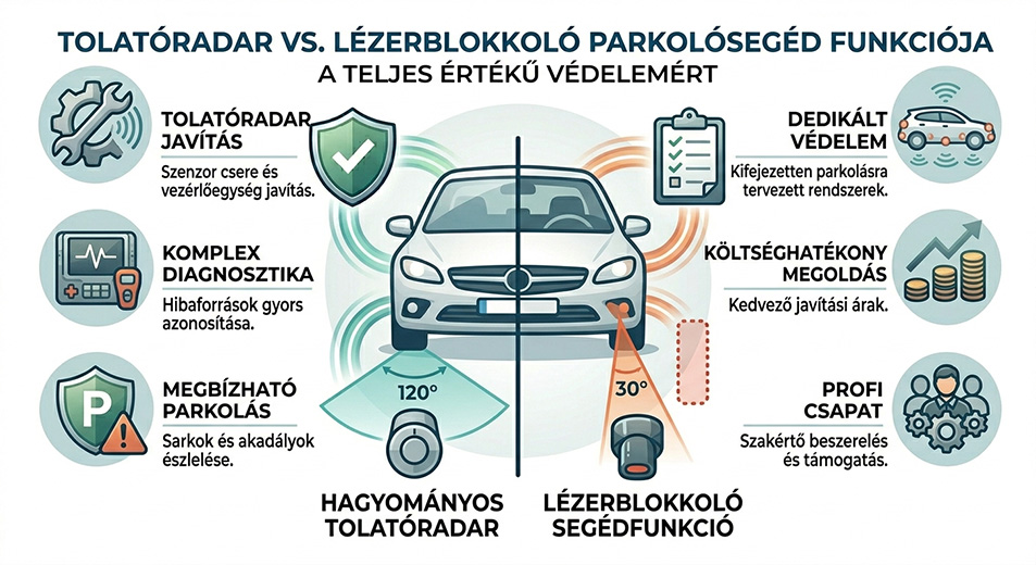 Tolatóradar vs. lézerblokkoló parkolósegéd funkciója