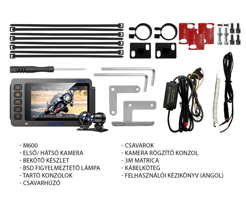AZDOME M600 motorkerékpár menetrögzítő kamera